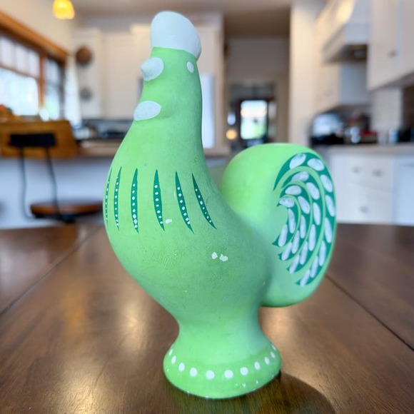 MCM Dala Rooster Swedish Pottery Green Chalkware Ceramic c60s Nils Olsson Inspo - Picture 3 of 13